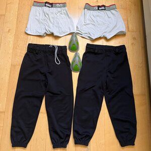 Easton Youth Boys Pro+ Pull Up Pants (qty 1)& McDavid Boxer Briefs w/Cup (qty 1)